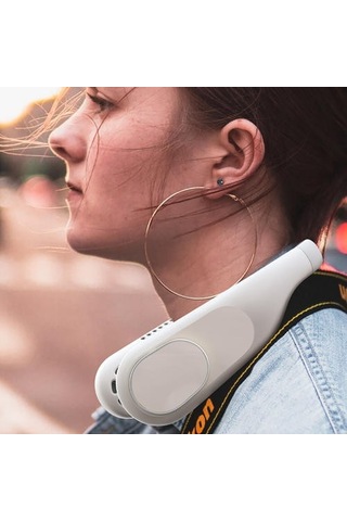 Mini Bladeless Fan 4000ma Usb Şarj Edilebilir Açık Spor Boyun Ev Gym Için Sessiz Taşınabilir Hava Soğutucu Fanlar Rqpıxl Beyaz