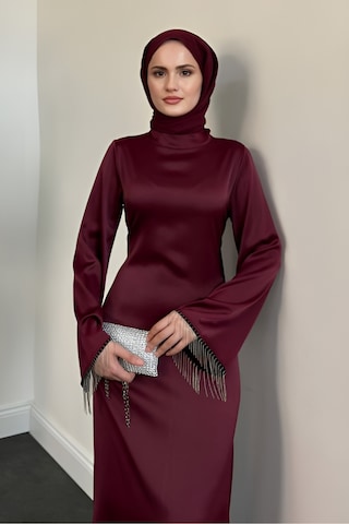 Kolları Zincirli Tesettür Bordo