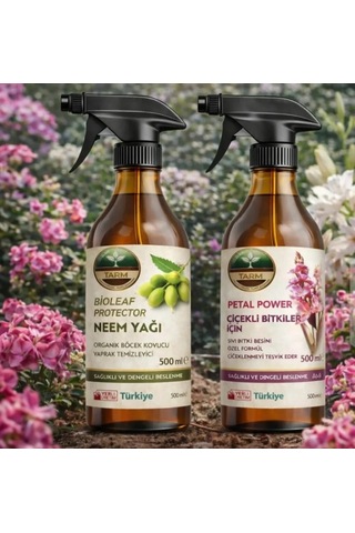İkili Bakım Seti Petal Power Sprey Çiçek Açtıran Bitki Besini Ve Bioleaf Protector Sprey Neem Yağı 1 L