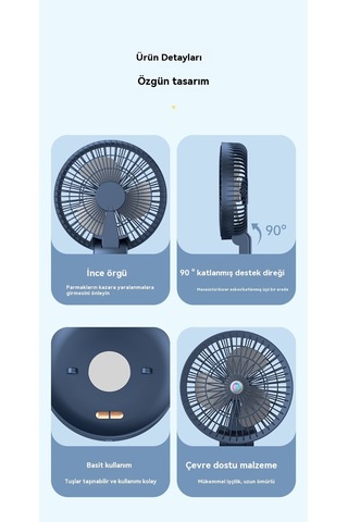Usb Çok Fonksiyonlu Katlama Öngüsüelektrikli Fan Beyaz 1 Beyaz