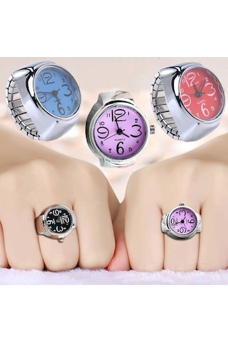 Beyaz İzle Yüzük Erkekler Kadınlar Için Parmak Yuvarlak Kuvars Takı Paslanmaz Çelik Yüzük Sevgilisi Çifti Saatler Beyaz