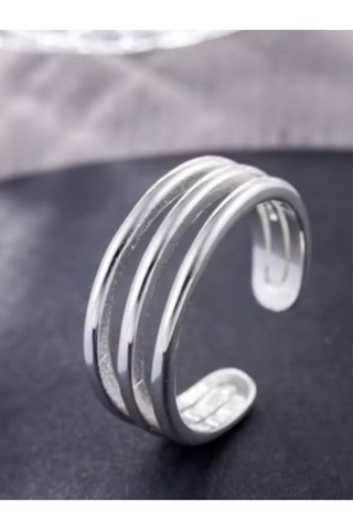 925 Ayar Gümüş Ayarlanabilir Üç Katmanlı Yüzük Gümüş