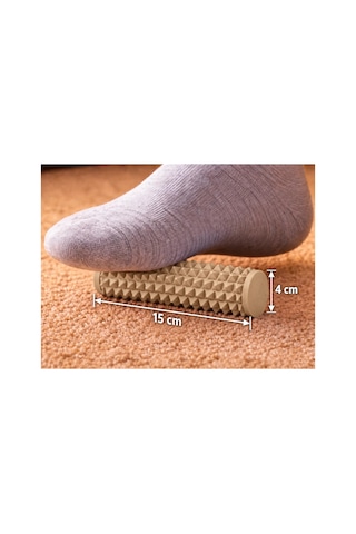 Alvera Dikenli Masaj Silindiri 15 X 4 Cm Ayak Ve Kas Masaj Rulosu - Bej