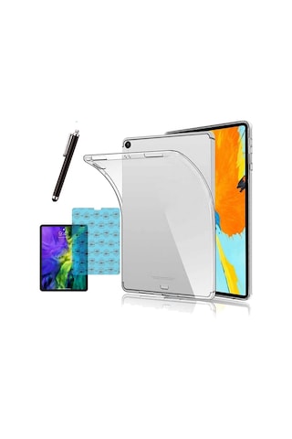 Apple Uyumlu iPad Air M2 / iPad Air M3 Şeffaf Kılıf Cam Kalem Set Arka Kapak