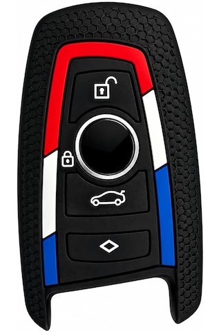 Autohan Keys Bmw Uyumlu Anahtar Kılıfı, 1 3 5 7 Serisi X1 X3 X4 X5 F10 F15 F16 F20 F30 F18 F25 M3 M4 Modelleri İçin Petek Desenli Kılıf, Kırmızı Beyaz Mavi Çizgili