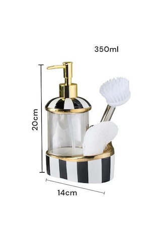 Cam Hazneli Porselen Mutfak Set Sıvı Sabunluk Çizgili 350ml 40099 Diğer