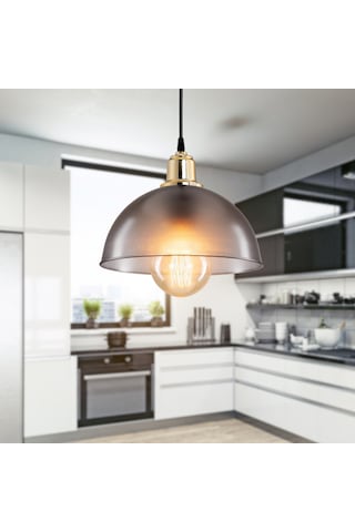 Haus Yarım Küre Buzlu Füme Abs Altın Kuka Süslü Sarkıt Mutfak Salon Avize Kafe Kuaför Aydınlatma Füme