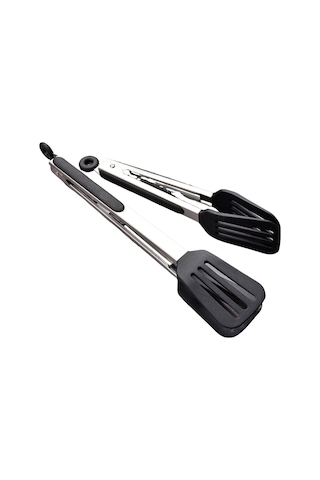 Konesam 12 İnç Siyah Silikon Ve Paslanmaz Çelik Mutfak/barbekü Kasığı - Ayaklı Olmayan, Gıda Tutucu Araç Çok Renkli