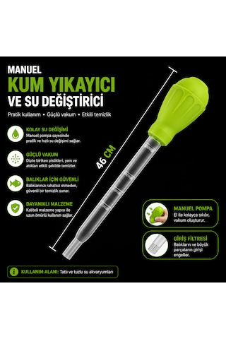 Manuel Akvaryum Su Değiştirici Kum Yıkayıcı Sifon Pompası Güçlü Vakumlu Dip Temizleme Aparatı Balık Dostu Akvaryum Temizlik Seti