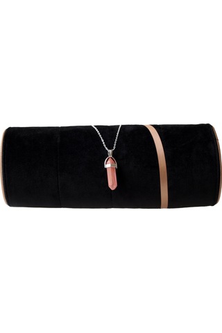 Gül Kuvars Taşı Dağal Çivi Kolye Ve Zincir Pembe