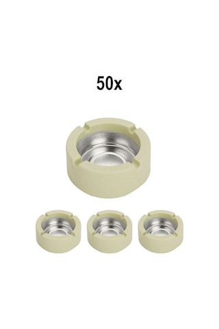 50 Adet Çelik 9 Cm Yeşil Kafe Restaurant Lokanta Yuvarlak Kül Tablası Küllük