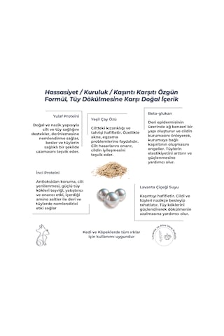 Kaşıntı Tüy Dökülme Karşıtı Organik Şampuan Nemlendirici,köpek Ve Kedi, Yulaf, İnci Proteini, Yeşilçay, La