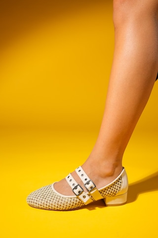 Luvishoes Luvi Shoes Lapıs Bej Hasır Kadın Kısa Topuklu Ayakkabı Bej