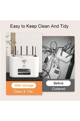 Wi-fi Yönlendirici Kutusu + Kablo Yönetimi 2'si 1 Arada, Organize Güç Şeridi Kablo Hider Rafı, Plastik Organizatör