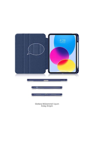 Apple Uyumlu iPad Air 13 2025 M3 Çip 360 Dönebilen Yatay Dikey Standlı Fuchsia Pino Tablet Kılıfı Kılıf