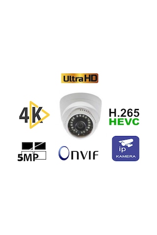 Ultra Güvenlik 5 MP 4K Sesli Mikrofonlu Full HD Poeli Dome IP Güvenlik Kamerası