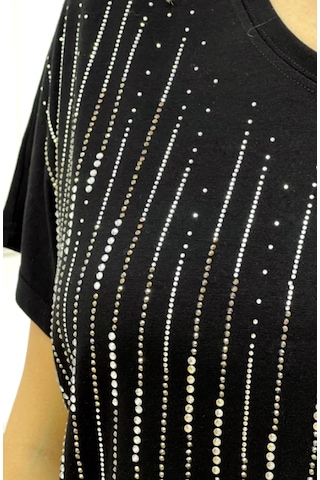 Rich Glam Bol Kesim Bisiklet Yaka Büyük Beden Crystal Taşlı Kadın T-shirt
