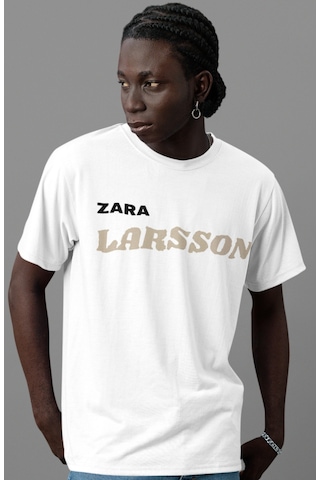 Sevbano Zarıa Larsson Şarkıcı Sırt Baskılı Unisex Oversize Tişört Beyaz