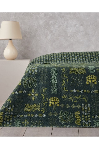 English Home Tendril Bloom Çift Kişilik Çok Amaçlı Örtü 200x220 Cm Yeşil Yeşil