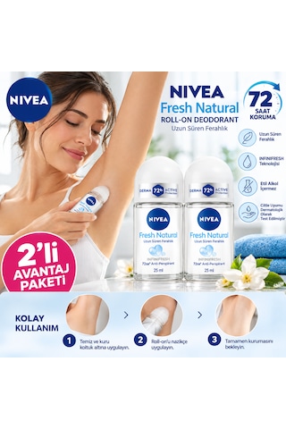 Nıvea Fresh Natural Kadın Roll-on Deodorant 25 Ml 2'li Avantaj Paketi