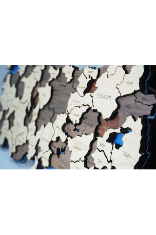 X3 Boyutlu 3d Ahşap Mdf Dekoratif Detaylı Türkiye Haritası Duvar Dekoru Tablosuz -
