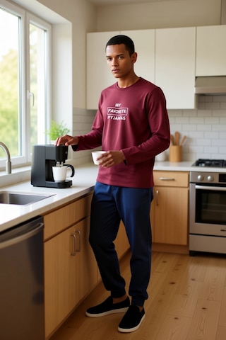 Erkek Antrasit Baskılı Sweatshirt Ve Pantolon Ev Giyim Takımı Fon Bordo