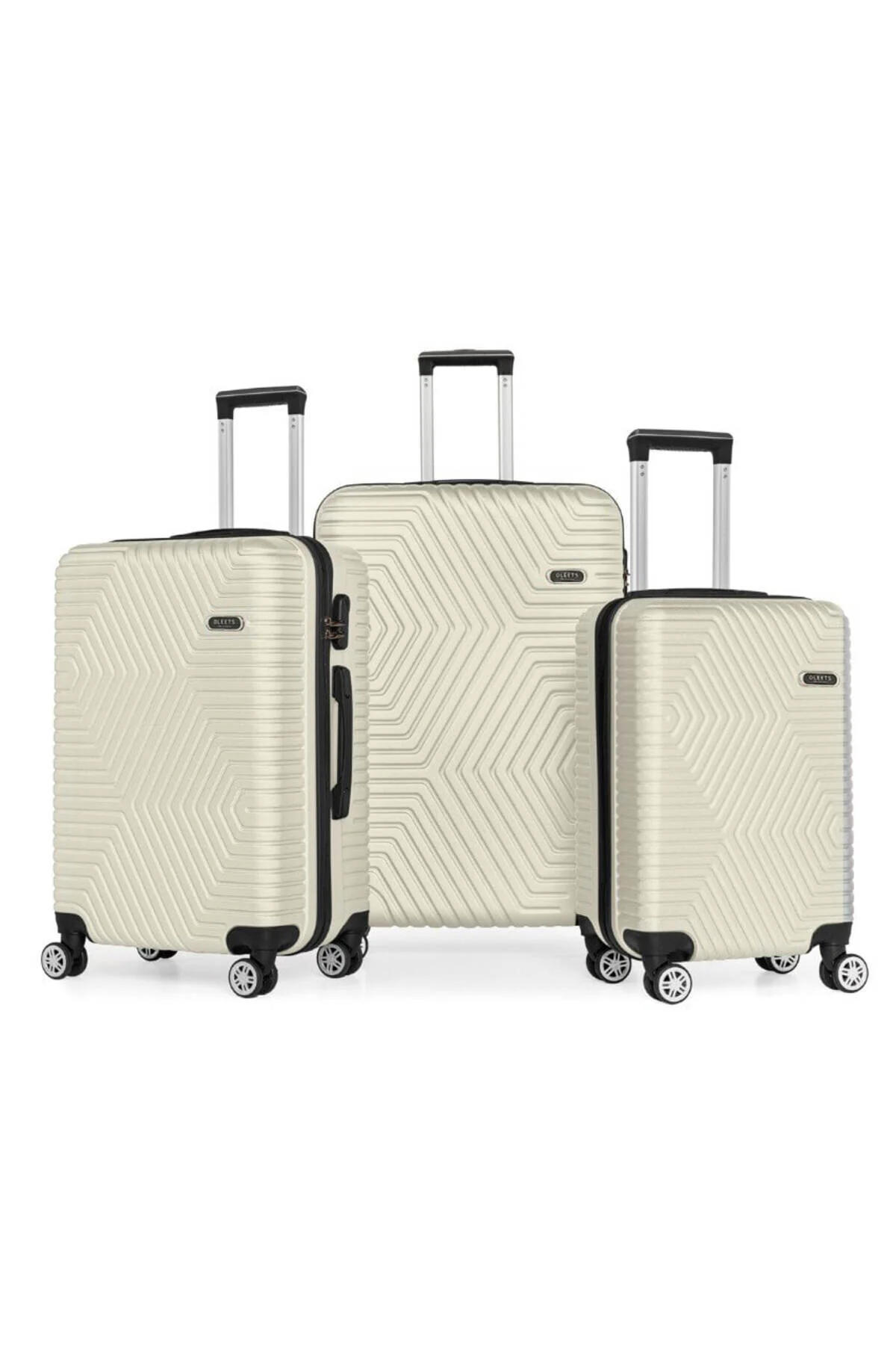 Oleets Unisex 4 Tekerli Kilitli 3'lü Set Valiz-bavul Kemik