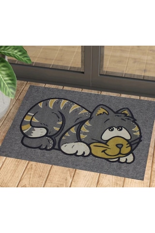 Kedi Desenli Kauçuk İç Ve Dış Kapı Önü Paspası 45x70