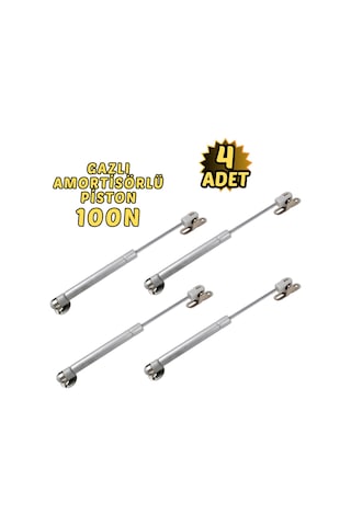 4 Lü Dolap Kapak Pistonu Mutfak Dolabı Gazlı Amortisör 100n 27cm Metalik Gri