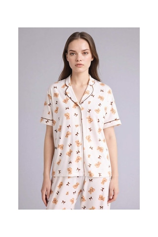 Defacto Softshell Ayıcıklı Pijama Takımı Üst Alt G7965ax26sper98 Ekru-er98