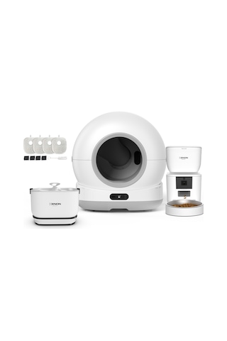 Xenon Smart Akıllı Otomatik Kameralı Kedi Tuvaleti Paslanmaz Çelik Kaseli 4lt Mama Kabı Bataryalı Su Pınarı Ve Filtre 4'lü Pet Seti