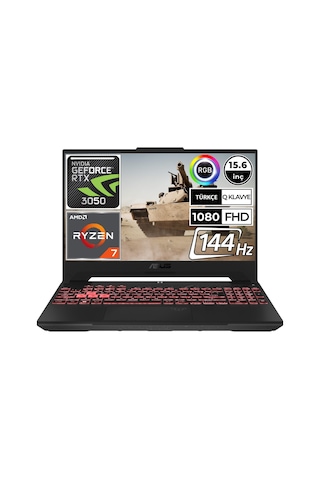Asus Tuf Gaming A15 FA507RC-HN058A3 R7-6800H 32 GB 512 GB SSD RTX3050 15.6" Dos FHD Dizüstü Bilgisayar