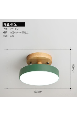 Yaozixa Yeşil Giriş Holü Lambası - 18cm Çap, Beyaz Işık, Kuzey Avrupa Tarzı Ahşap, Balkon/odalar İçin Dayanıklı Dekoratif Aydınlatma Diğer