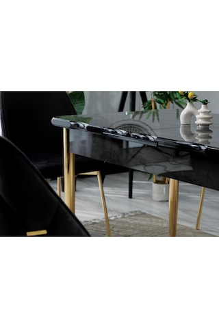 Fier 6 Kişilik Yemek Masası Takımı Siyah