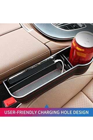 Ranyeek Araba Koltuk Aralığı Saklama Kutusu, İki Adet Sürücü + Yolcu Tarafı , Bej Renk, Abs Ve Pu Deri, Araç İç Dekorasyon Aletleri