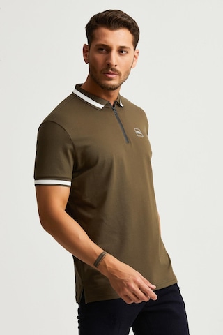 Alexander Gardi Alexandergardı Fermuar Detaylı Polo Yaka T-shirt Barakm Haki