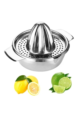 Narenciye Sıkacağı Paslanmaz Portakal Sıkacağı Krom Limon Sıkacağı Çap 17 Cm Açık Gri