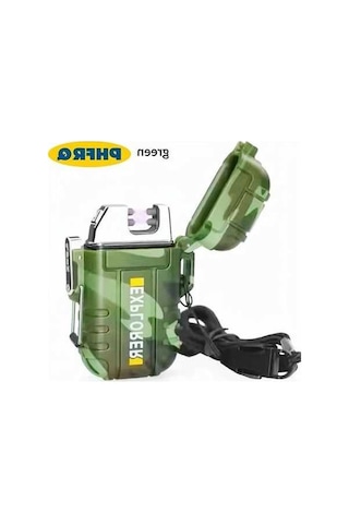 Trendooze Gaojunshop01 Yeşil Phfrq Usb Şarjlı Çift Ark Çakmak, Kamp Ve Ev İçin Hediye Yeşil