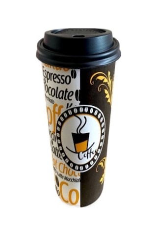 12 oz Siyah Beyaz Kapaklı Latte  Frappe Kahve Karton Bardak 100