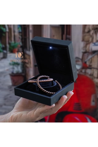 Dmt Copper Home %100 El Yapımı Bakır Bileklik,doğal Antibakteriyel Bakır Bileklik, Sağlık Dostu 2 Li Takım Işıklı Kutulu 84571527