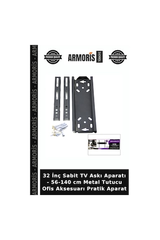 32 İnç Sabit Tv Askı Aparatı - 56-140 Cm Metal Tutucu Ofis Aksesuarı Pratik Aparat