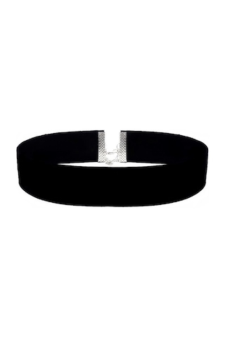 Siyah Kadife Kadın Choker Kolye Gümüş