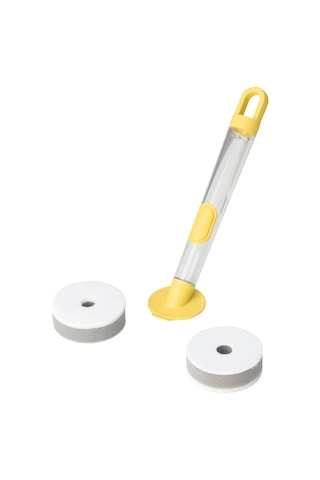 Süngerli Deterjan Hazneli Bulaşık Fırçası Ikea Saplı Fırça Sarı