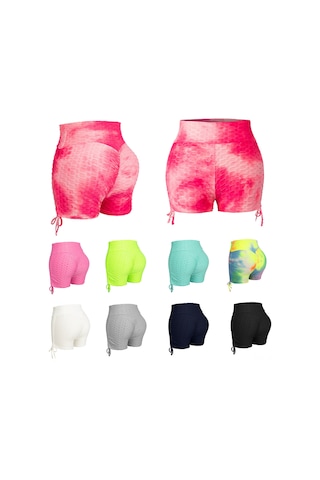 Skycity Yüksek Bel Yoga Şortu - Nefes Alabilen Kumaş, Yan Bağcıklı, Spor Ve Koşu İçin Beyaz