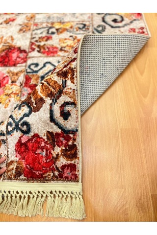 Floral Motifli Karma Desenli 120 X 180 Dijital Baskı Halı Çok Renkli