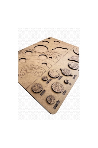 Solar Sistem Gezegenler Sistemi Puzzle Ahşap Boyanabilir Bul Tak Eğitici Montessori Yapboz