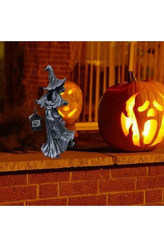 Eerie Holloween Atmosfer: Ev Veya Açık Dekor İçin Fener Yüzsüz Heykel İle Cadı Hayalet