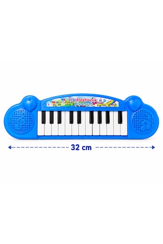 Mini Elektronik Piyano Mavi 32 Cm Çocuk Oyuncak Klavye