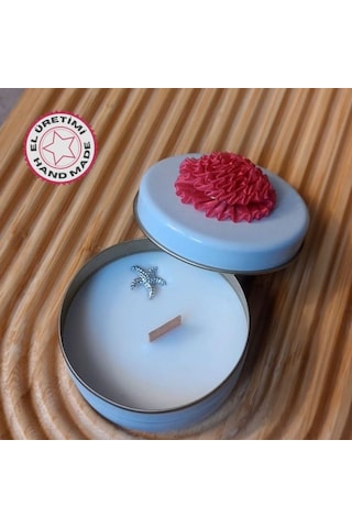 Uretti - Ayşe 7362 2296 El Yapımı Yasemin Kokulu Metal Kutuda Mum - 3 X 7 Cm Beyaz