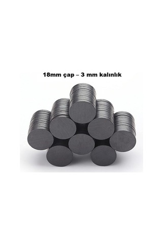 50 Adet 18x3 Mm Yuvarlak Mıknatıs, Çok Amaçlı, Süsleme Mıknatısı, Ferrit Magnet